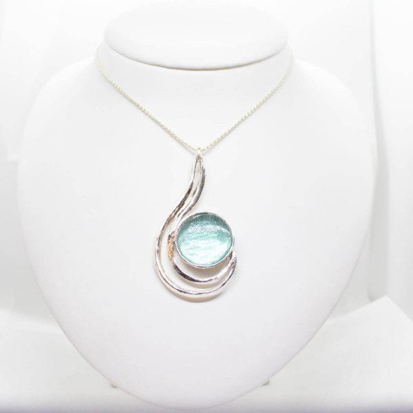 Roman glass necklace sterling silver 925