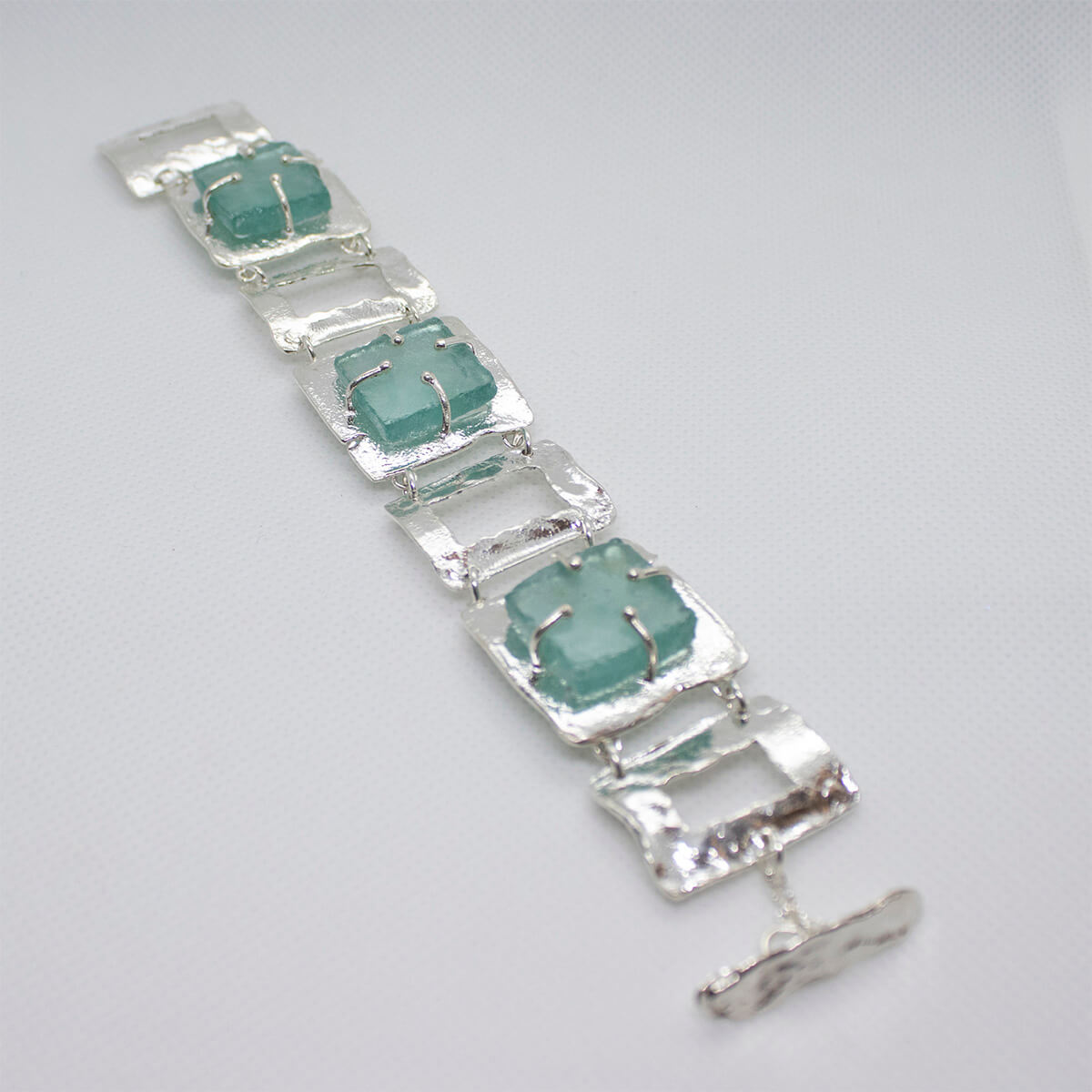 Roman glass sterling silver bracelet - Sara's Jewellery