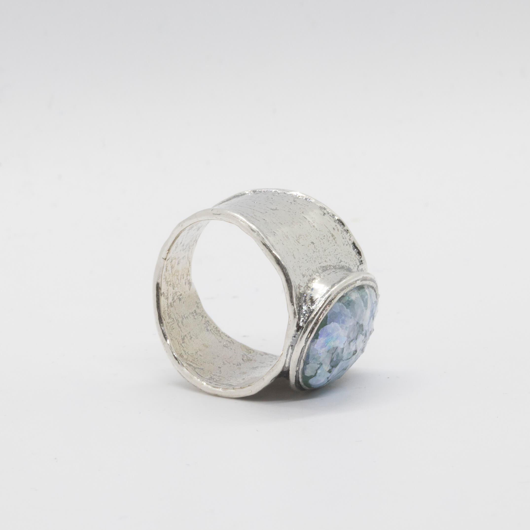 Roman glass sterling silver ring - Sara's Jewellery